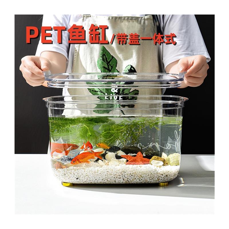 鱼缸客厅2024新款带盖塑料透明仿玻璃小型家用桌面一体成型生态缸