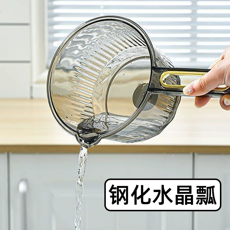 厨房摔不破水勺加深加厚长柄塑料大号创意透明舀水瓢洗头勺子家用