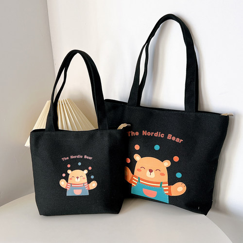 帆布包女包休闲可爱手提包文艺百搭腋下包加厚耐磨单肩帆布袋定制