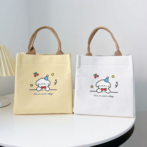 帆布包女包手提包包便当包饭盒袋手拎小包小方包帆布袋定制印logo