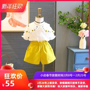 3女童韩版夏季套装5儿童装宝宝短袖上衣短裤时髦洋气6两件套潮7岁