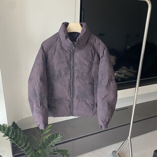 秋冬美式韩版暗花男士立领羽绒服外套简约加厚百搭休闲上衣面包服