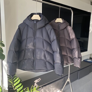 实体云朵泡芙款冬男加厚保暖羽绒服连帽拉链短款外套90绒面包服潮