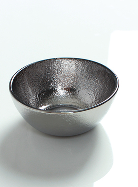 轻奢极简样板间电镀银色玻璃小碗调味碟日式鼓油碟