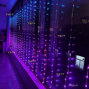 新款RGB幻彩春节阳台窗帘流水瀑布装饰户外亮化防水防冻彩灯串