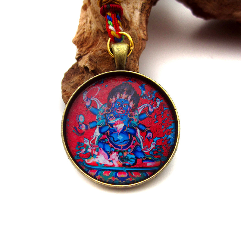 YC6304精品六臂玛哈嘎拉唐卡佛牌吊坠藏地法会结缘饰品定做图案