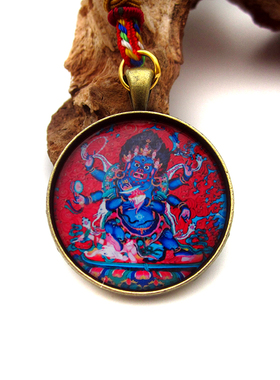 YC6304精品六臂玛哈嘎拉唐卡佛牌吊坠藏地法会结缘饰品定做图案