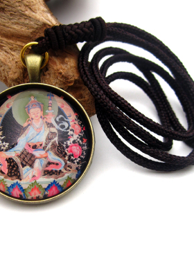 YC6350新款莲花生大师唐卡古青铜合金佛牌吊坠藏地法会结缘小饰品