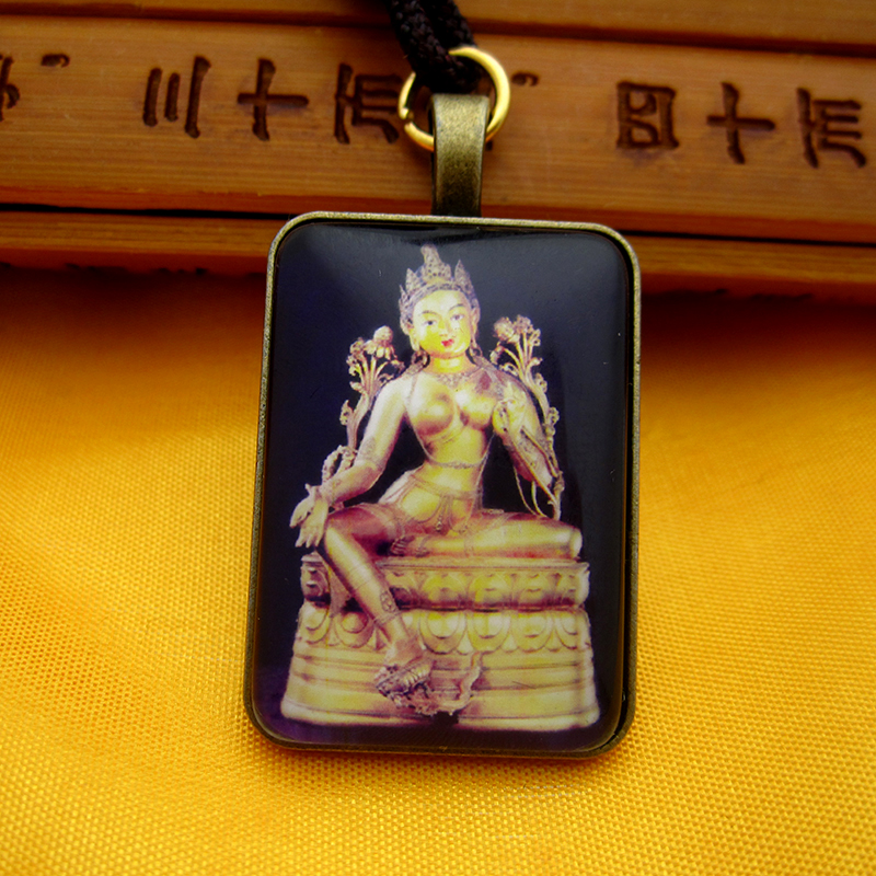 YC2375新款古青铜藏地绿度母唐卡合金佛牌吊坠法会结缘饰品小挂牌