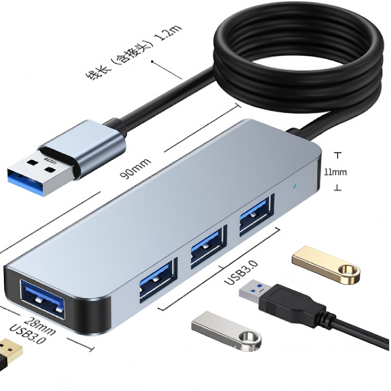 宜客莱（ECOLA）HUB34-012 USB3.0分线器 4口HUB集线器 1.2米