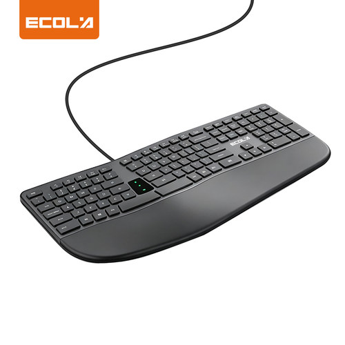 宜客莱（ECOLA）K01BK-L多功能人体工学商务办公键盘键盘托有线