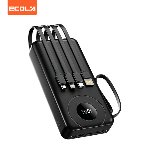 宜客莱/ECOLA B355 炫酷黑 迷你便携自带线2万毫安时22.5W PD快充移动电源数显