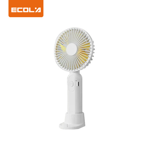 宜客莱（ECOLA）FN5 象牙白 迷你手持/桌面小风扇三档调节带手机支架底座
