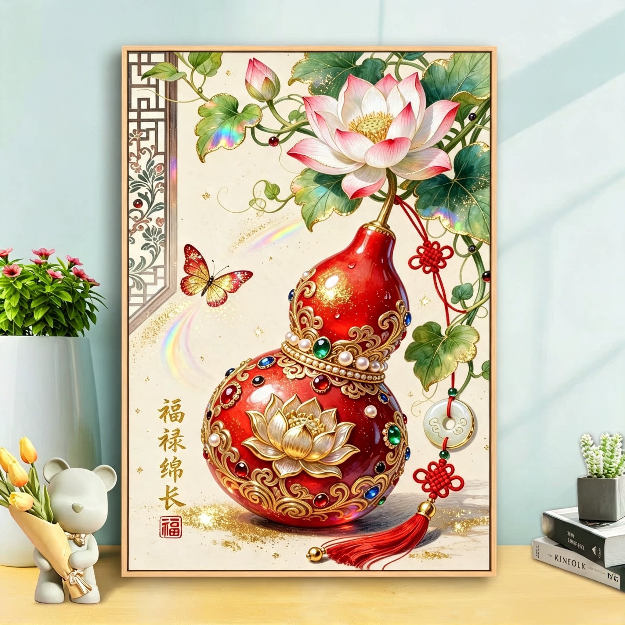 葫芦福禄绵长十字绣客厅2026新款五福临门餐厅新中式小件自己线绣