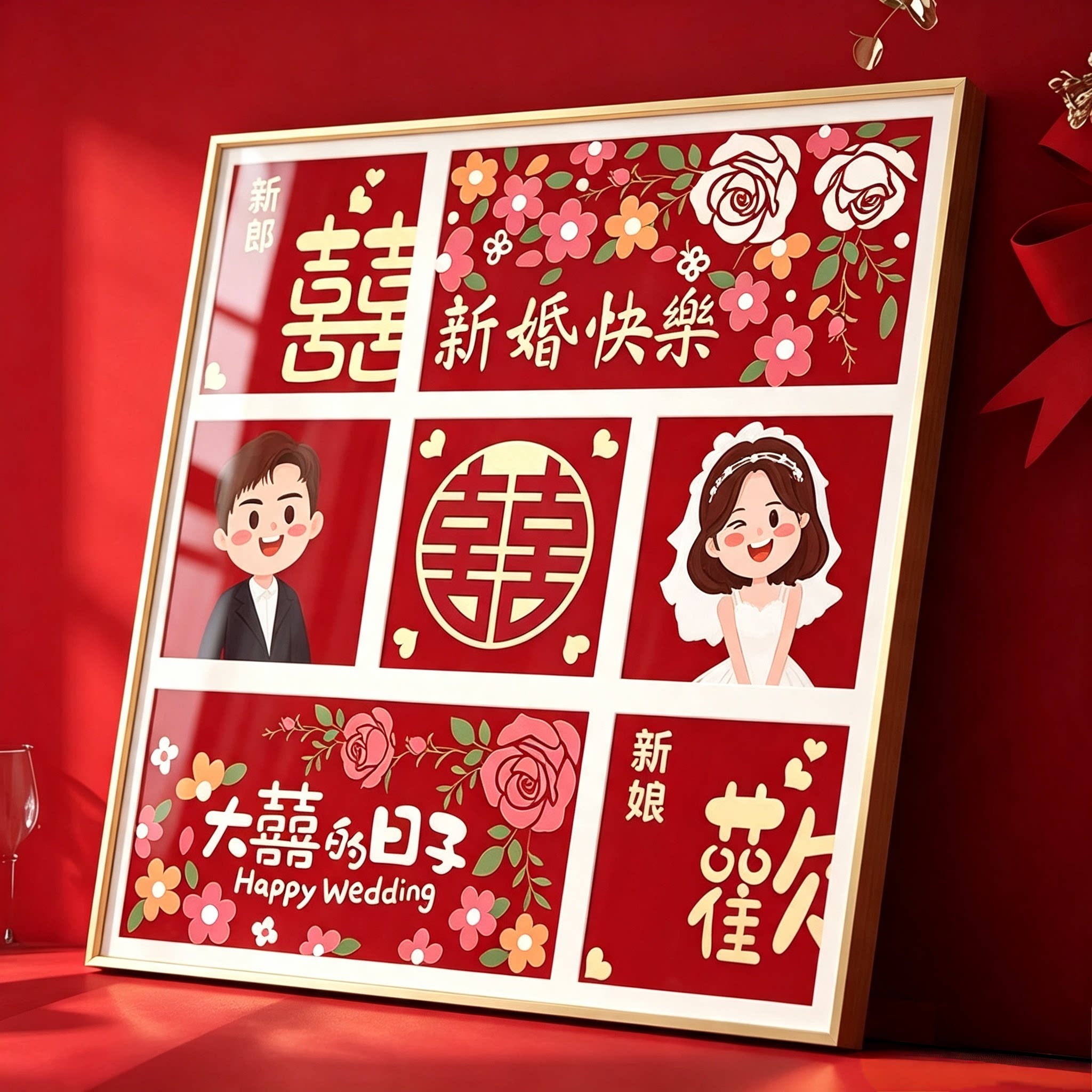结婚十字绣客厅2025新款卧室自己线绣结婚喜庆高级画送礼