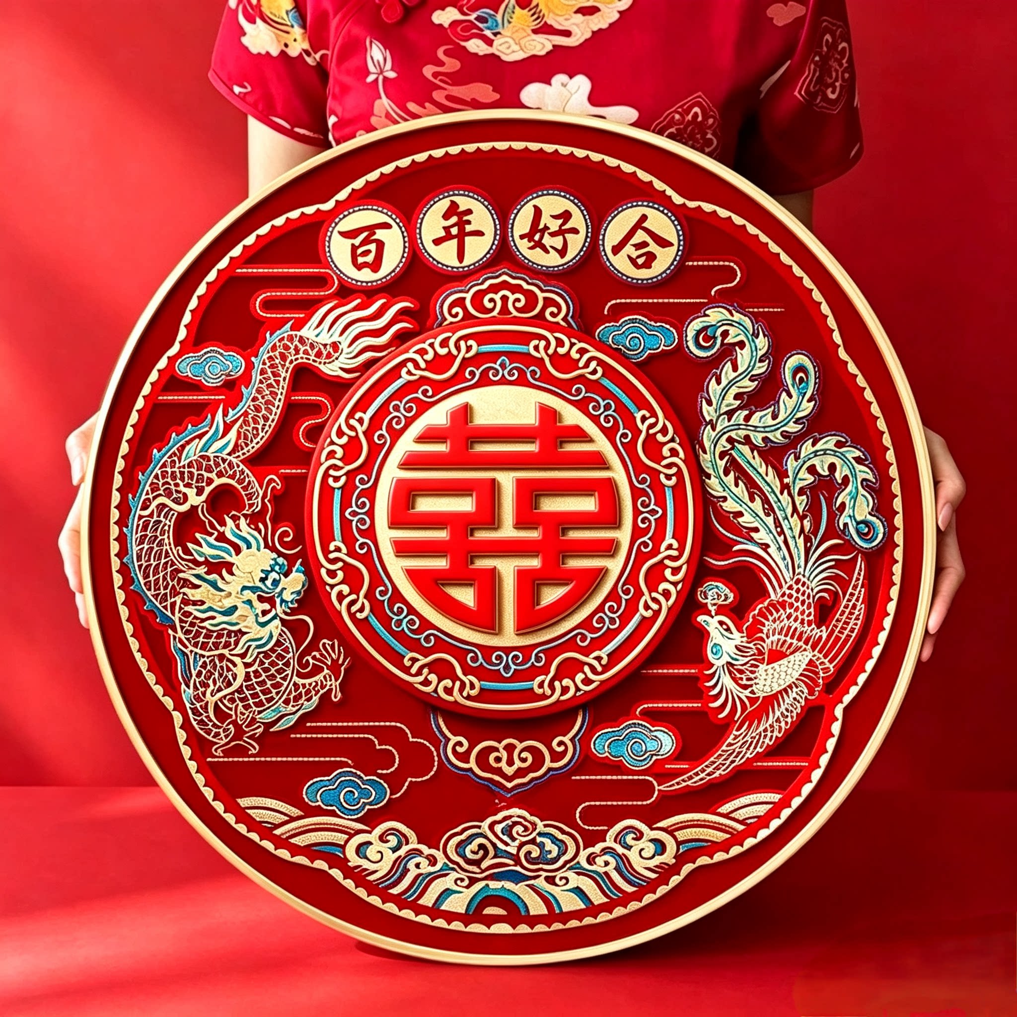结婚十字绣百年好合2026新款手工线绣客厅婚房卧室喜庆高级圆画
