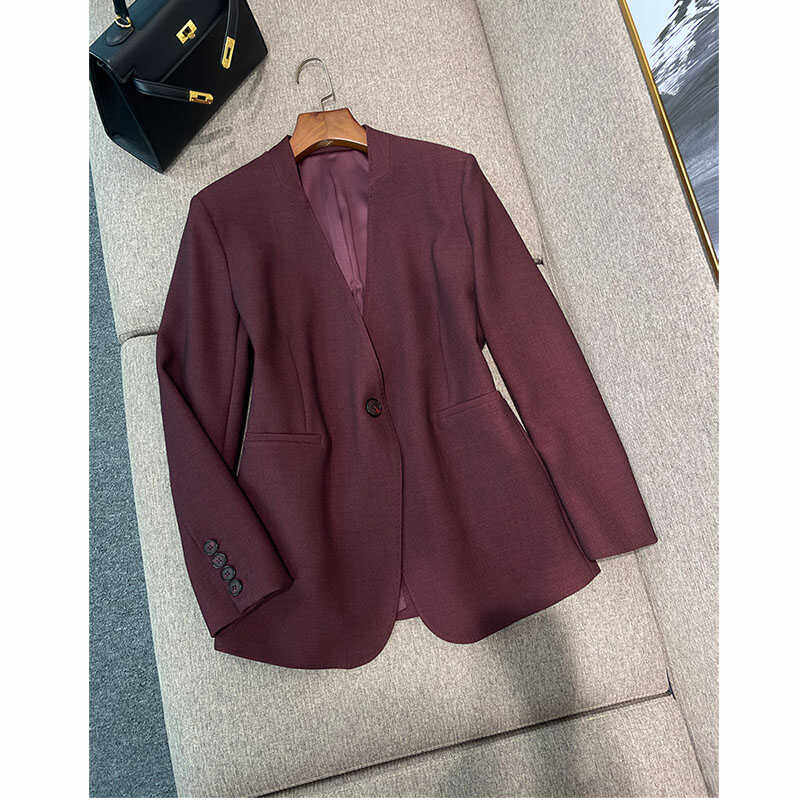 AURORA2024秋新款羊毛一粒扣金典极简风高级感通勤职场西装外套女