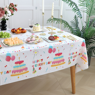 饰 儿童生日派对一次性桌布氛围感道具餐桌布周岁生日场景布置装