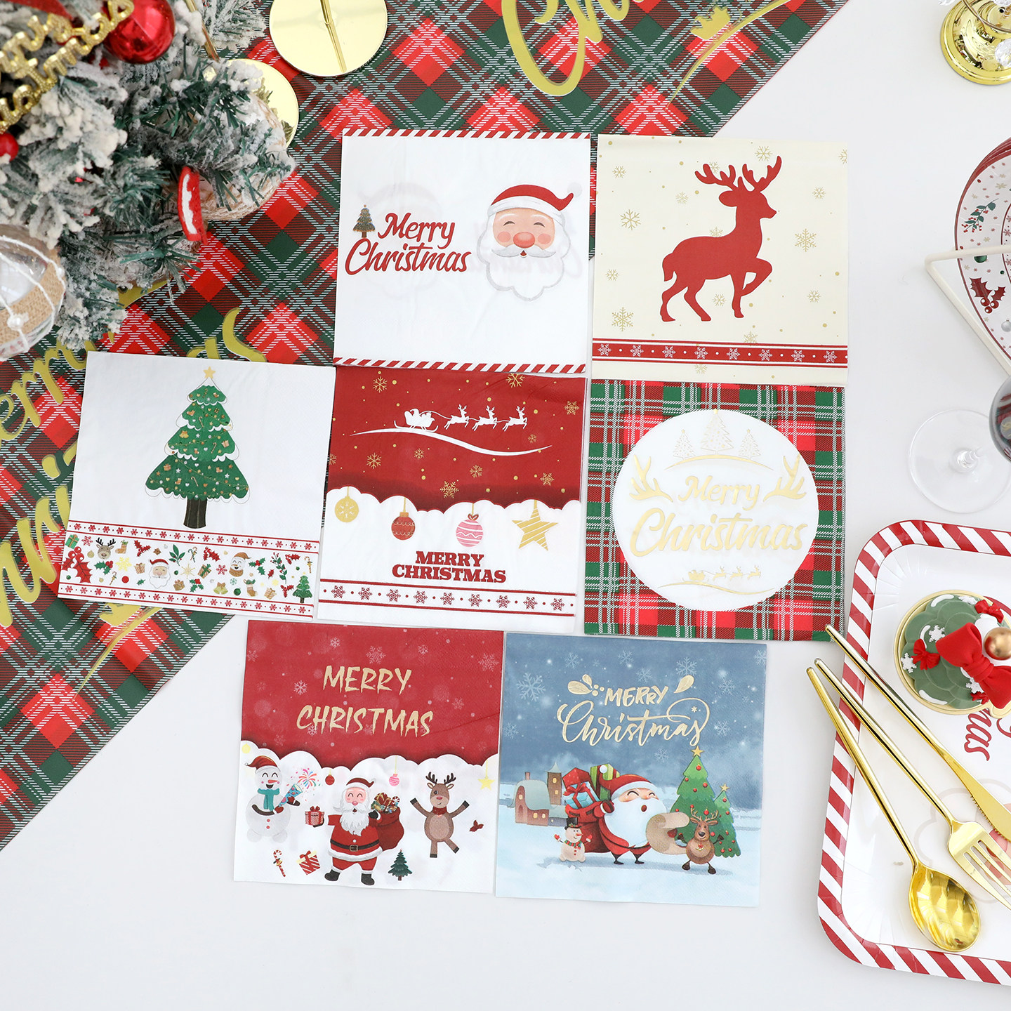 彩色圣诞印花餐巾纸二层加厚 纸巾 圣诞节装饰派对布置西餐垫纸,节庆用品/礼品,圣诞装饰品,淘宝优惠券,粉丝福利购,淘宝优惠卷