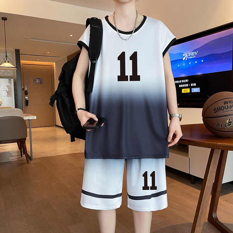 夏季男青少年速干篮球服套装