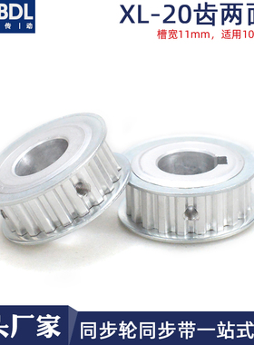 同步轮XL20齿AF型两面平内孔5-20槽宽11配带宽10铝合金同步皮带轮