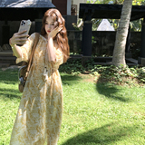 现货度假风高级碎花裙X52-批145-控208，女装连衣裙，2C207