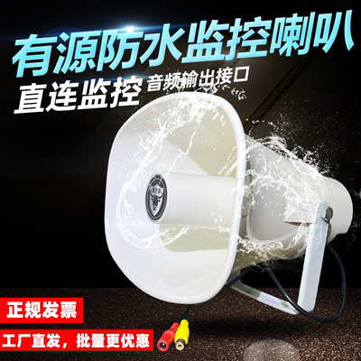 监控喇叭监控专用警戒有源号角防水报警喇叭音柱