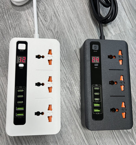 港版2米线24小时定时排插TYPEC充电USB多孔开关美标插座家用办公