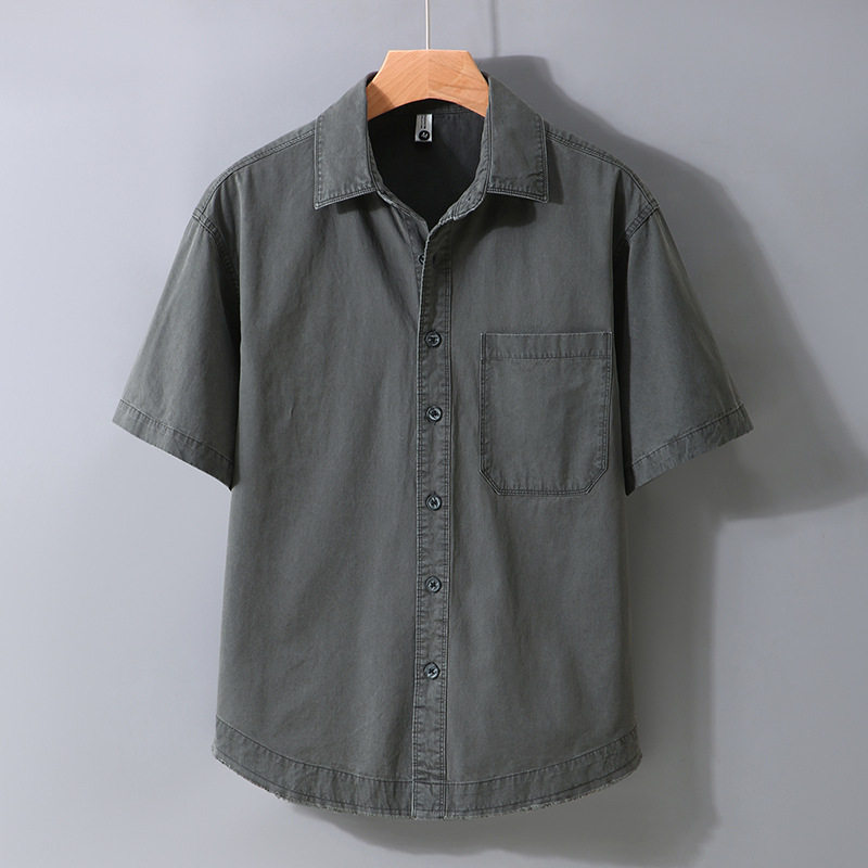 复古日系衬衫男士短袖休闲衬衣夏季宽松大码肥仔百搭上衣,男装,衬衫,淘宝优惠券,粉丝福利购,淘宝优惠卷