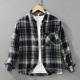 日系复古格子长袖 百搭文艺休闲宽松上衣 时尚 衬衫 男士