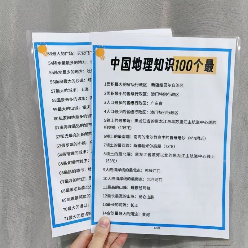 34个省区简称省会及轮郭图记忆激发孩子学习兴趣防水塑封认知卡