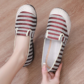 女鞋 新款 女一脚蹬懒人鞋 防滑软底透气小香风帆布鞋 老北京布鞋 单鞋