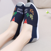 女低帮百搭平底学生鞋 刺绣牛筋底套脚韩版 懒人鞋 帆布鞋 老北京布鞋