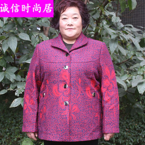 胖太太毛呢褂子中老年人妈妈装