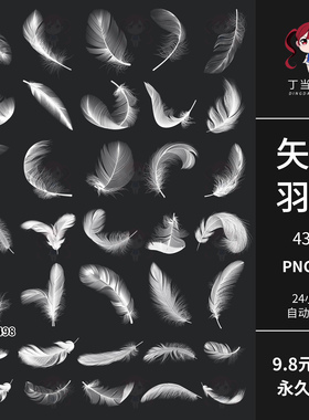 白色羽毛飘飞舞动掉落AI矢量PNG免抠图ps后期饭圈美工可商用素材