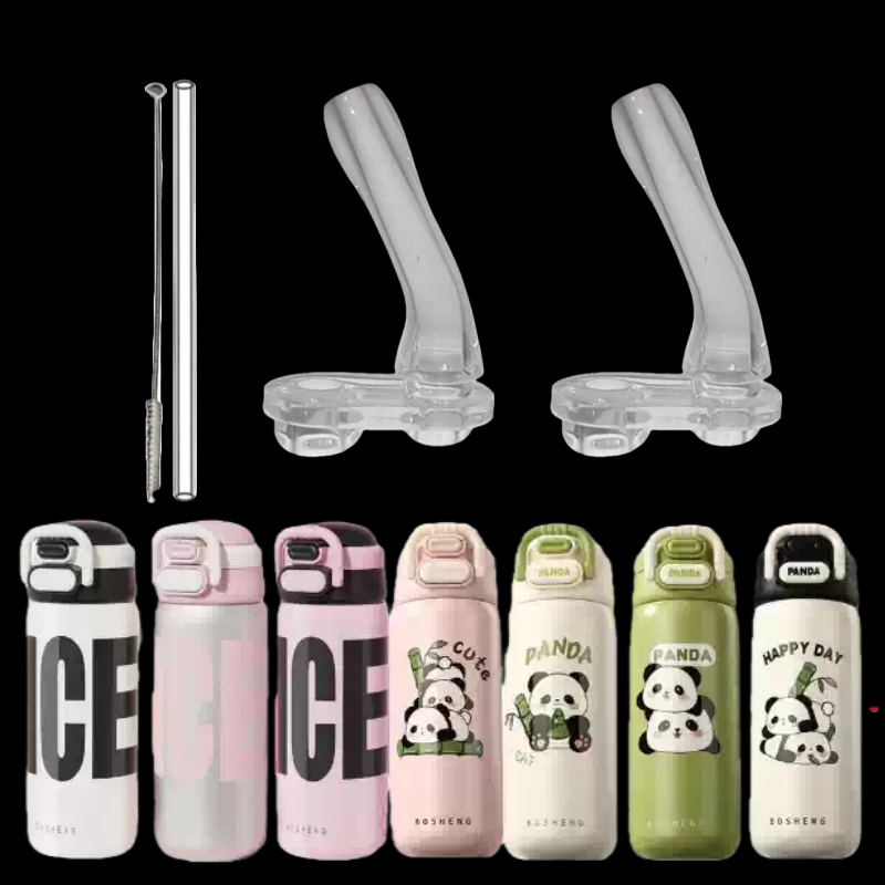 BOSHENG铂盛星羡熊猫款儿童水杯卡皮巴拉双饮保温杯吸嘴吸管配件