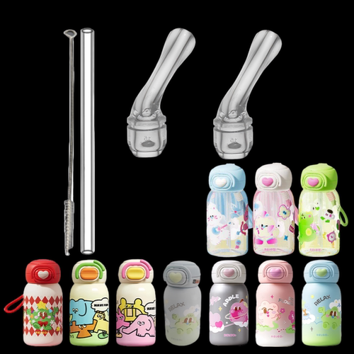 适配RELEA/物生物儿童保温杯吸嘴双饮吸管杯直饮吸管水杯配件103