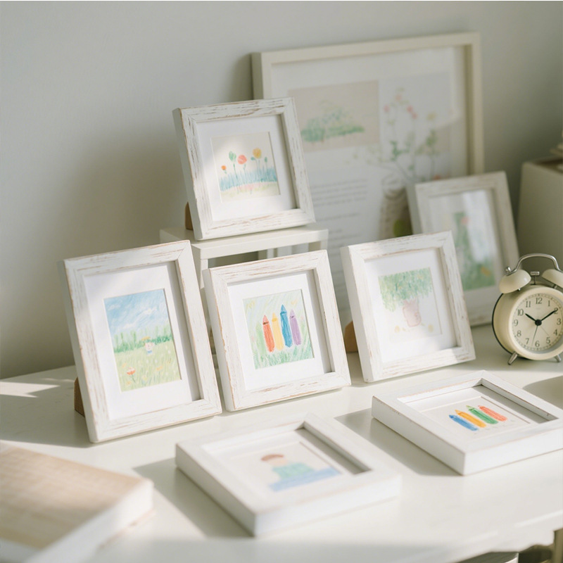 小清新白色相框法式照片框摆台6/7/8/10寸A4绘画作品装裱框挂墙