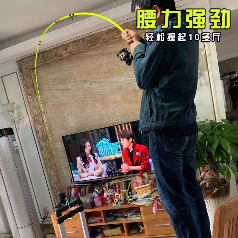 路亚竿小黄竿鲈鱼竿小船竿插节硬尾筏钓鱼竿打黑实心尾泛用船钓竿