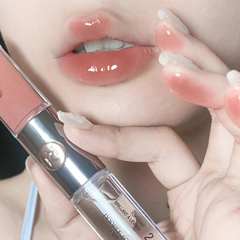 kiko双头唇釉奶茶色口红103透明裸色镜面水光唇蜜不易沾杯正品女