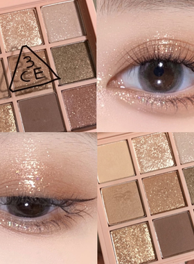 3ce眼影盘九宫格橘棕四9色overtake哑光大地奶茶色烟粉smoother女