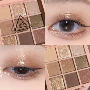 3ce眼影盘九宫格橘棕四9色overtake哑光大地奶茶色烟粉smoother女