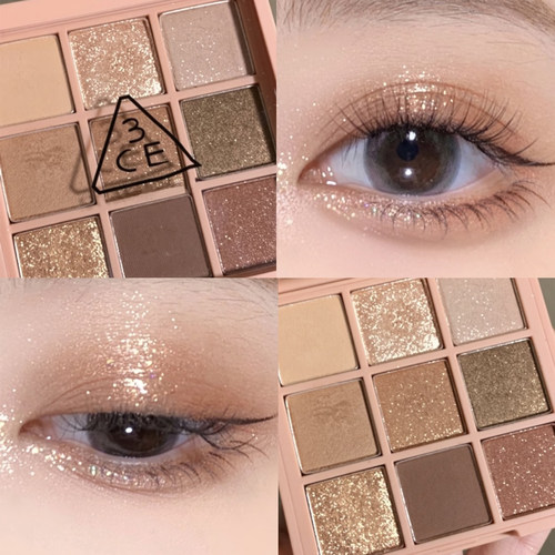 3ce眼影盘九宫格橘棕四9色overtake哑光大地奶茶色烟粉smoother女
