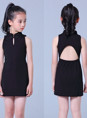 儿童模特走秀训练服女童形体礼仪服装少儿练功旗袍演出T台秀舞台