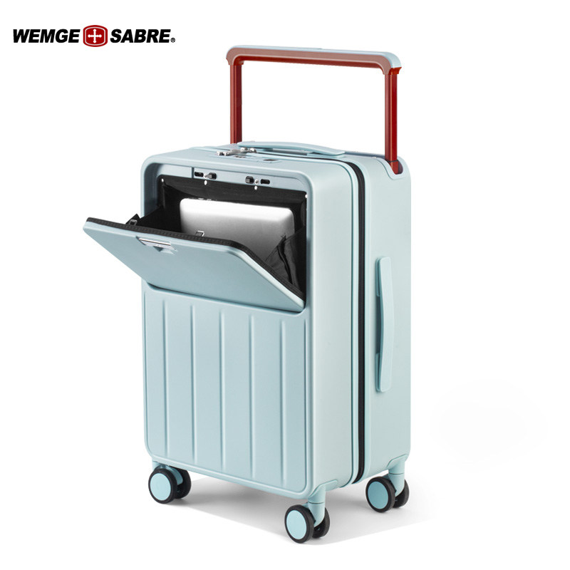 瑞士军刀新款前开盖行李箱女多功能拉杆箱20寸登机箱宽拉杆旅行箱