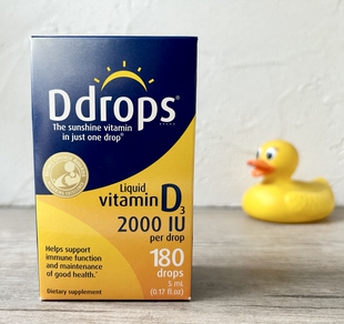 Ddrops液体Liquid维生素D成人Vitamin drop 2000 IU180滴VD D3per