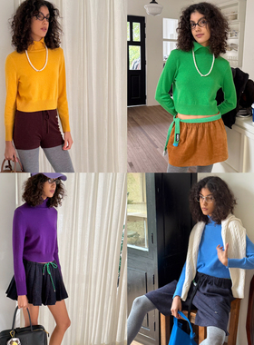 TZCO 开口笑打底 康赛妮30%山羊绒多巴胺彩色高领基础针织衫