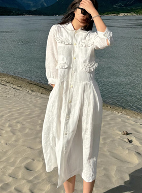 TZCO 25春 「娃娃连衣裙」高级汉麻绝美白色风衣连衣裙