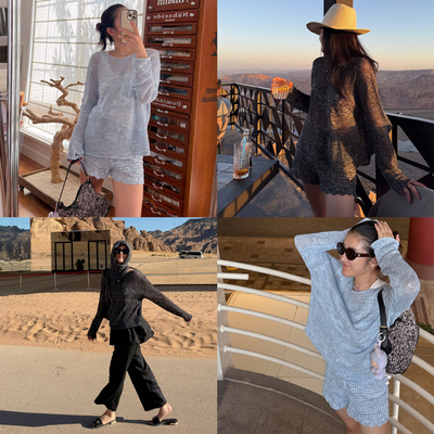 TZCO 25夏「海星罩衫」康宝莱奢华段染珠片原创夏日镂空防晒衫