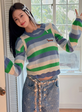 TZCO  25SS「雨林彩条」康宝莱超幼马海毛原创拼色针织背心上衣